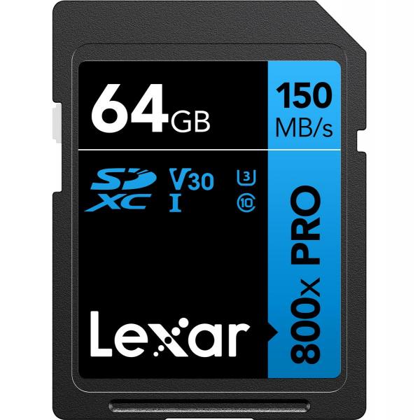 Lexar SDXC 800X Pro Blue Series 64GB UHS-1 V30