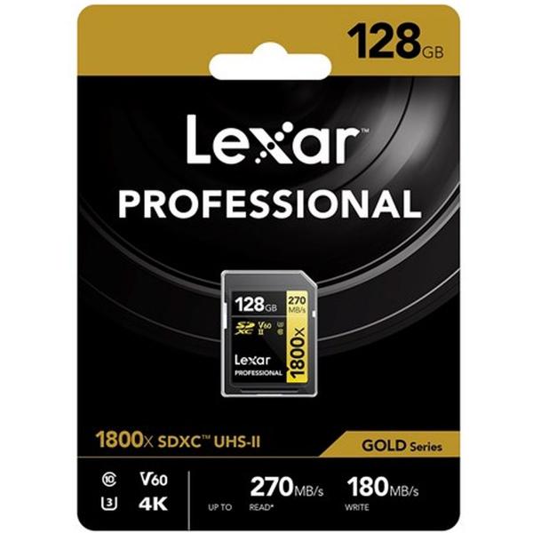 Lexar Professional SDXC 128GB BL 1800X UHS-II V60 Gold