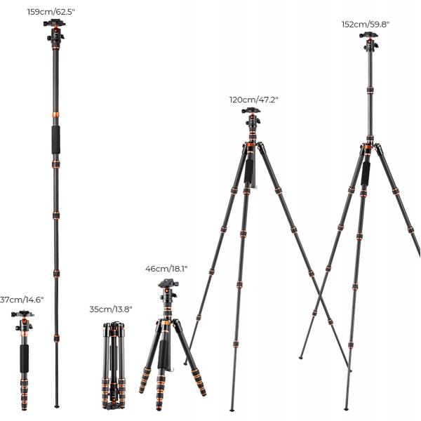 K&F Tripod BA225 Carbon Ultra Compact